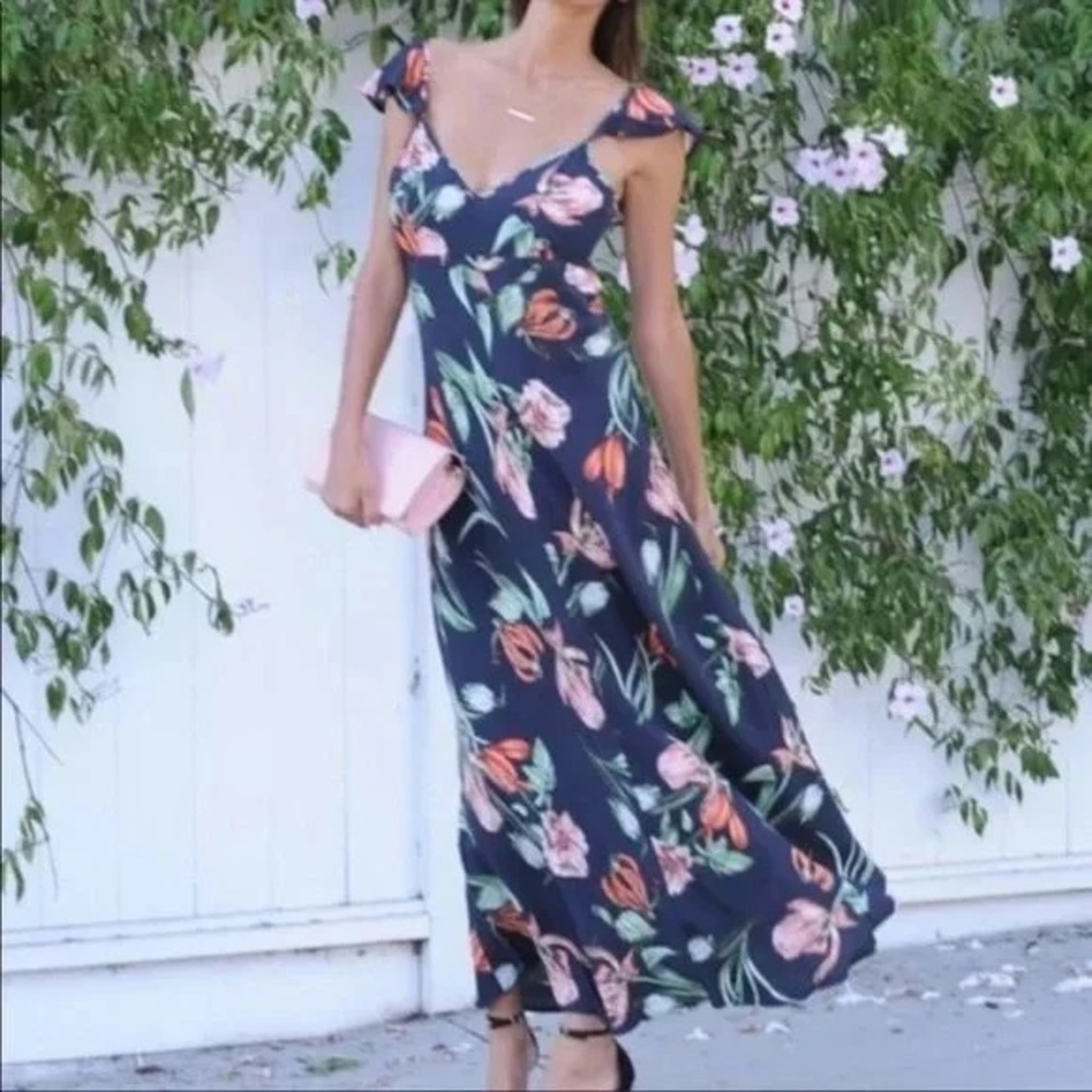 Astr Navy Floral Maxi Dress